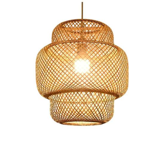 Imagem de Pendente Lustre De Bambu Luz Harmônica E Estilo Rústico