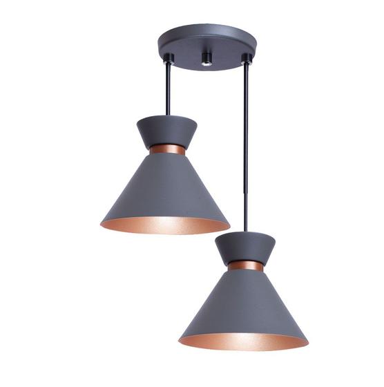 Imagem de Pendente Lustre Luminária Berlim 15cm Cinza Duplo