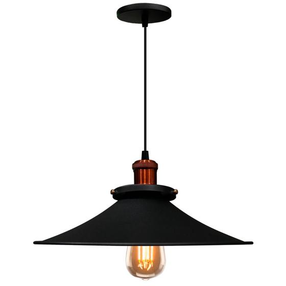 Pendente Lustre Nórdic Retrô Vintage 38 cm Preto Menor preço em Pendente Lustre Nórdic Retrô Vintage 38 cm Preto