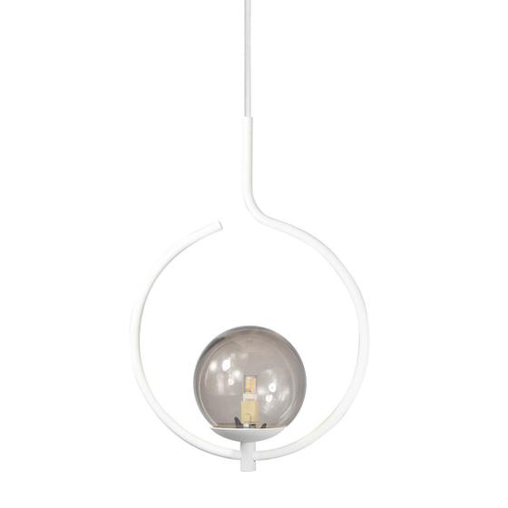 Imagem de Pendente Lustre On Loop BRANCO com globo de vidro FUMÊ