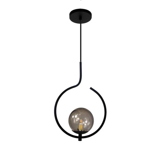 Imagem de Pendente Lustre On Loop PRETO com globo de vidro