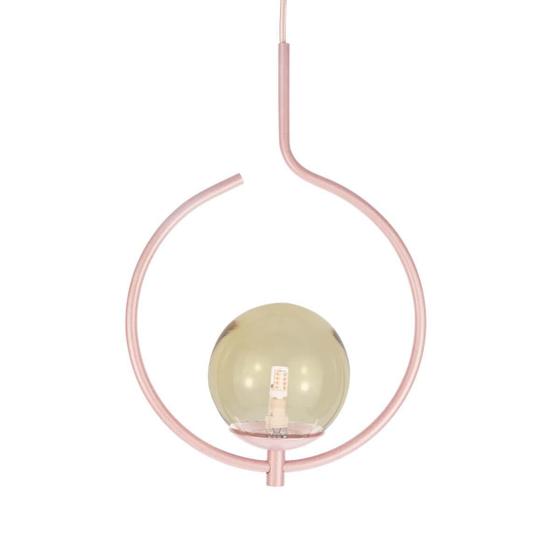 Imagem de Pendente Lustre On Loop Rosé Com Globo De Vidro Âmbar