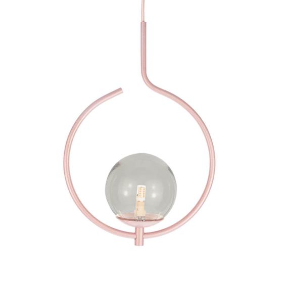 Imagem de Pendente Lustre On Loop ROSÉ com globo de vidro FUME