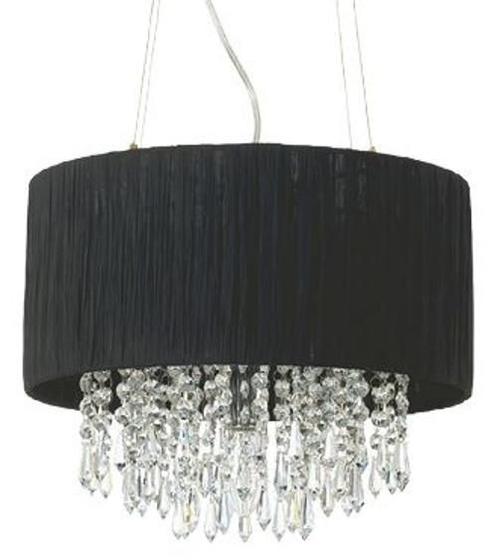 Imagem de Pendente Lustre Silk Preto Com Cristal Para Led 50 Cm