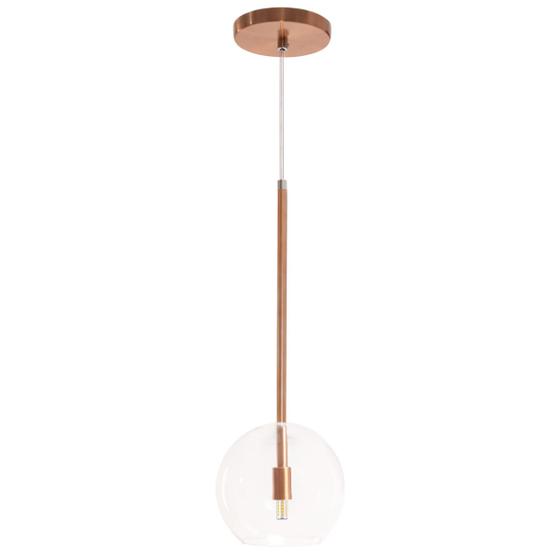 Imagem de Pendente Lux Cobre Rose Gold Globo Vidro + Led