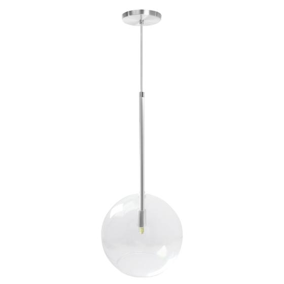 Imagem de Pendente Lux Escovado Globo Vidro Cristal 25Cm  + Led