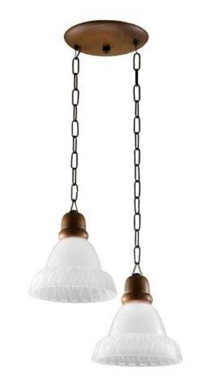 Imagem de Pendente Madelustre Sombrero para 2 Lâmpadas Vidro Fosco 127/220V