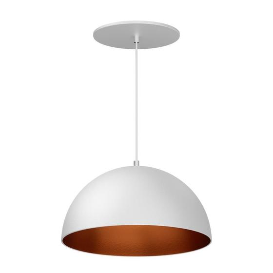 Imagem de Pendente Meia Lua 24Cm Branco Textura Int Cobre Bivolt