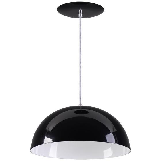 Pendente Meia Lua 50cm Luminária Alumínio Preto Brilhante - Rei da Iluminação Menor preço em Pendente Meia Lua 50cm Luminária Alumínio Preto Brilhante - Rei da Iluminação