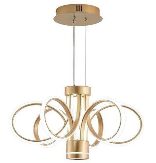 Imagem de Pendente Moderno Dourado 50cm Led 60W 3 em 1 Bivolt - PARIS LUZ