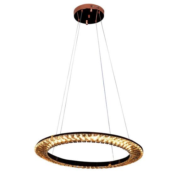 Imagem de Pendente Orbit Rose Gold Cristal Champanhe Led 30W 3000K 62X3,5CM Bivolt Bella