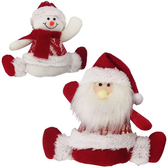 Imagem de Pendente Papai Noel / Boneco De Neve Perna Aberta Xadrez / Vermelho 16,5Cm - RIO MASTER