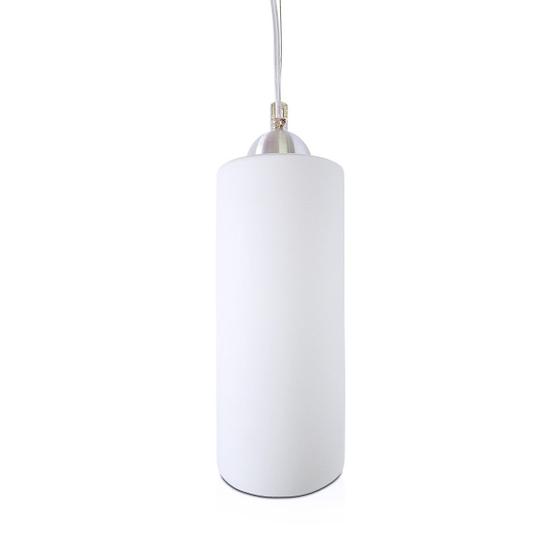 Imagem de Pendente Polo Aluminio+Vidro Cilindrico Fosco E-27 1 Lamp. Max 60w Branco