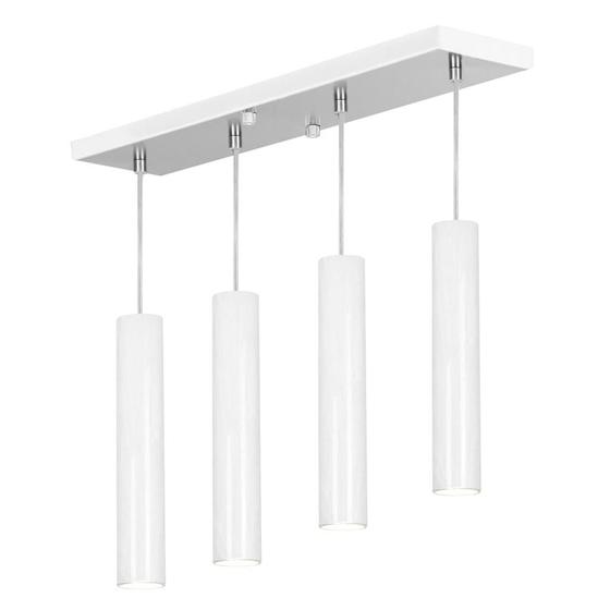 Imagem de Pendente Quadruplo Tubo Cilindro Branco 50Cm + Led 3k