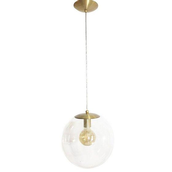 Imagem de Pendente Redondo Esfera 35cm Dourado Vidro Cristal 1 Lâmpada Madelustre