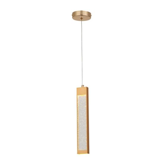 Imagem de Pendente Retangular Dourado com Cristal 33cm Led 5W 3000K Bivolt