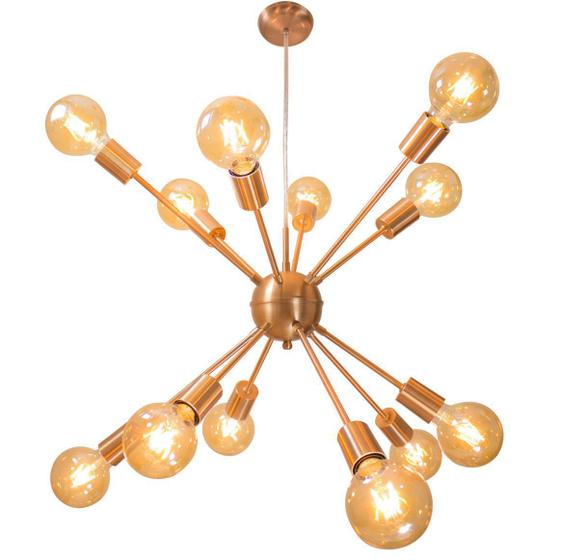 Pendente Sputnik Atom Cobre Escovado + 12 Lampadas Filamento de carbono 220V G95 St598 Menor preço em Pendente Sputnik Atom Cobre Escovado + 12 Lampadas Filamento de carbono 220V G95 St598