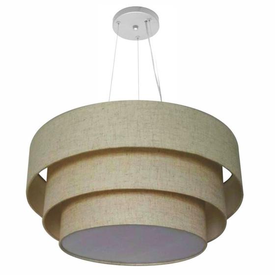 Imagem de Pendente Triplo Cilíndrico Rustico Bege MJ-4148 Para Mesa de Jantar e Estar