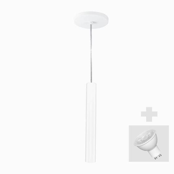 Imagem de Pendente Tubo Palito 30cm Branco com Lâmpada LED 4W