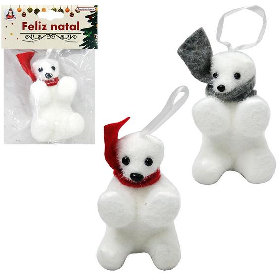 Imagem de Pendente urso polar de espuma com cachecol 8cm