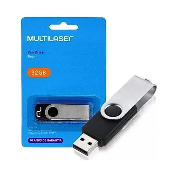 Imagem de Pendrive Multilaser Twister 2.0 32GB USB Leitura 10MB/S e Gravação 3MB/S Preto - PD589
