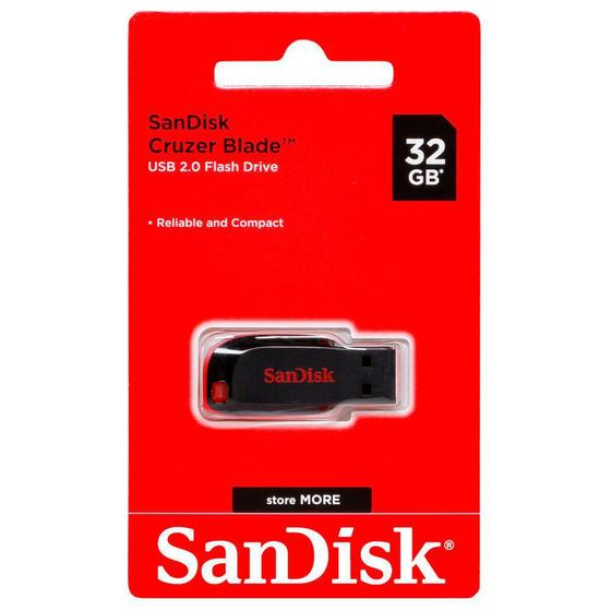 Imagem de Pendrive SanDisk Cruzer Blade 32GB 2.0 preto e vermelho