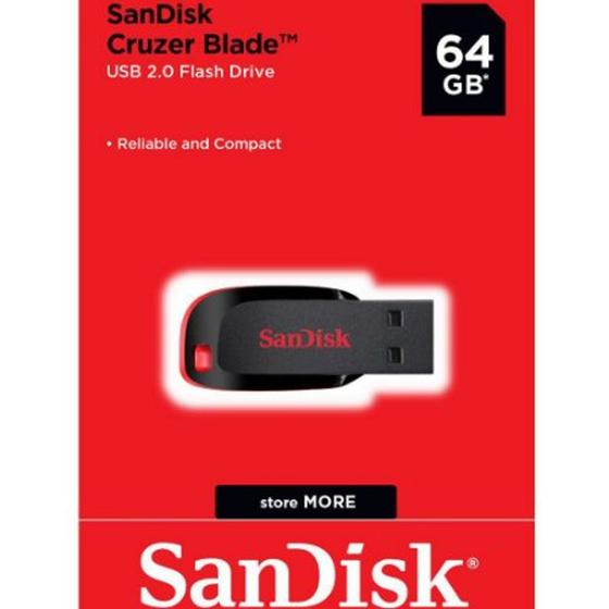 Imagem de Pendrive SanDisk Cruzer Blade 64GB 2.0 preto e vermelho
