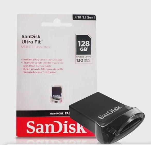 Imagem de PENDRIVE SANDISK ULTRA FIT USB 3.1 FLASH DRIVE 128gb