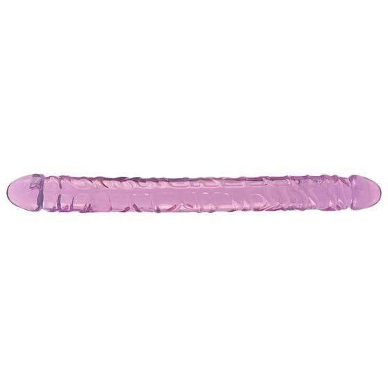 Imagem de Pênis Dildo de Casal Duas Pontas Duplo Maleável Flexível 33,5 x 3,2 cm Roxo