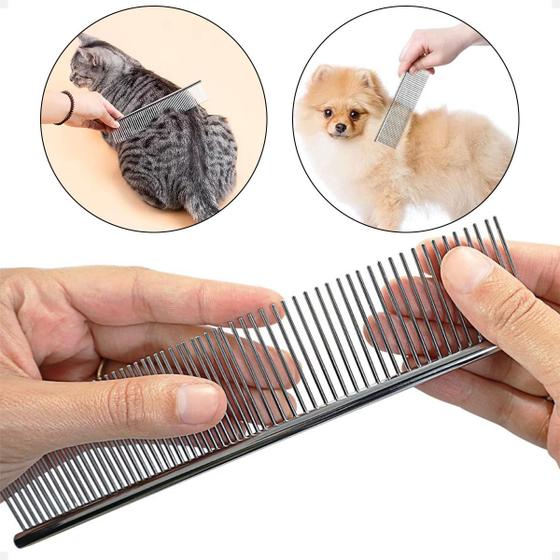 Imagem de Pente de Aço para Pelos Cães e Gatos 19cm Petshop Banho E Tosa Profissional