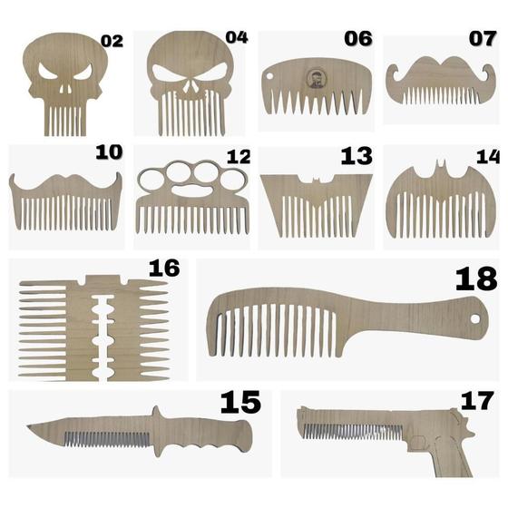 Imagem de Pente de Barba e Bigode de Madeira MDF Tamanho 04