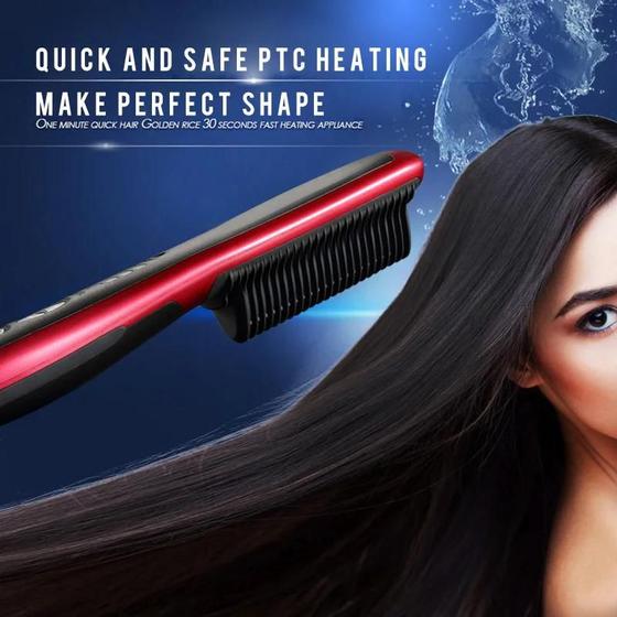 Imagem de Pente de cabelo liso elétrico, alisador de cabelo, durável, lcd, cerâmica aquecida, escova de cabelo, CABELO E BARBA