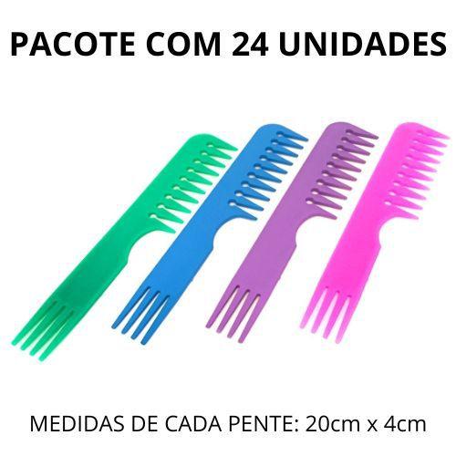 Imagem de Pente Jacaré Cabelos Cacheados e Crespos Desenbaraçador Pacote c/ 24 Unidades