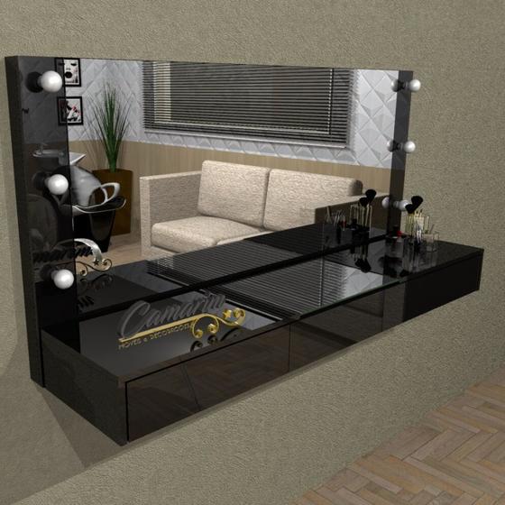 Penteadeira Camarim 1,50 m Profissional Para Salão e MakeUp Suspensa com 3 Gaveta - PE30 Menor preço em Penteadeira Camarim 1,50 m Profissional Para Salão e MakeUp Suspensa com 3 Gaveta - PE30
