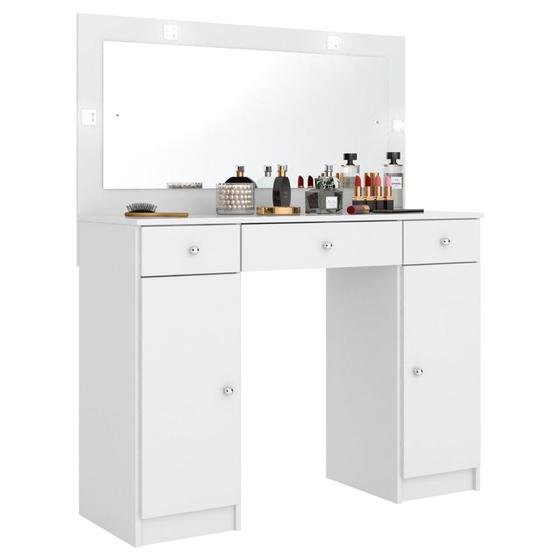 Penteadeira Camarim Com Espelho 2 Portas 3 Gavetas Carisma D02 Branco - Mpozenato Menor preço em Penteadeira Camarim Com Espelho 2 Portas 3 Gavetas Carisma D02 Branco - Mpozenato