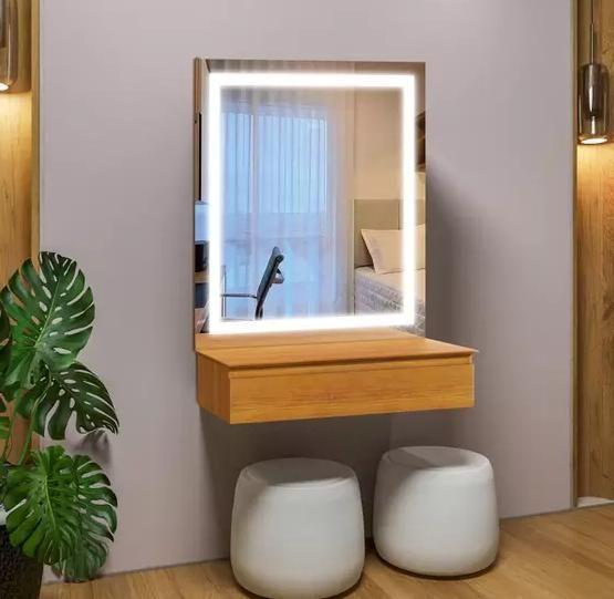 Imagem de Penteadeira Camarim Paris Com Espelho e Led Naturalle - Mavaular