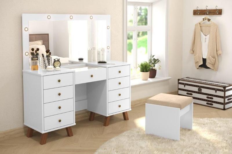 Imagem de Penteadeira Com Camarim EL Com Banqueta Cor Branco