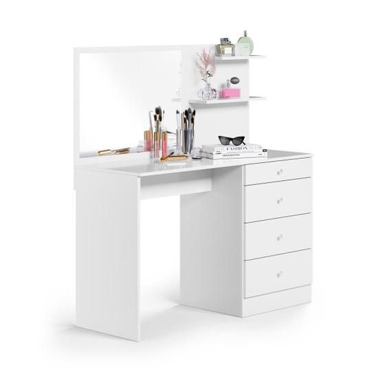 Penteadeira com Espelho 3 Gavetas Princesa Para Quarto De Menina - Branco Menor preço em Penteadeira com Espelho 3 Gavetas Princesa Para Quarto De Menina - Branco