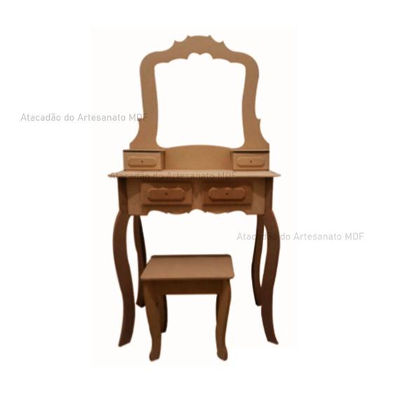 Imagem de Penteadeira Decorativa 4 Gavetas com Banqueta Mdf Madeira