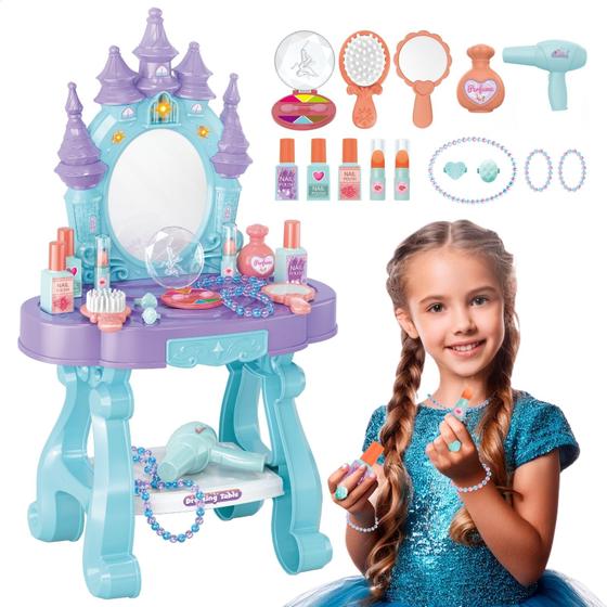 Imagem de Penteadeira Infantil Castelo Emite Luz e Som Princesa com 15 Acessórios