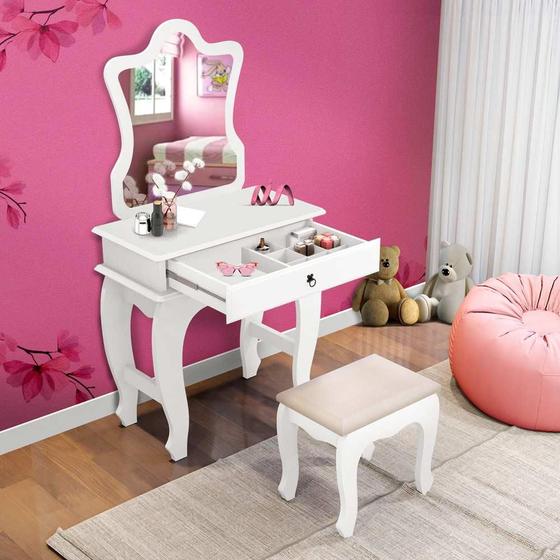 Penteadeira Infantil Com Espelho E Banqueta Branco Baby 7200 JB Bechara ...