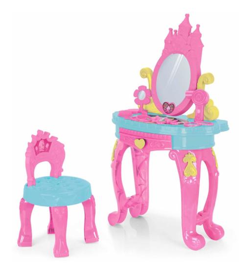 Imagem de Penteadeira Infantil Para Menina Princesas Rosa Salão De Beleza