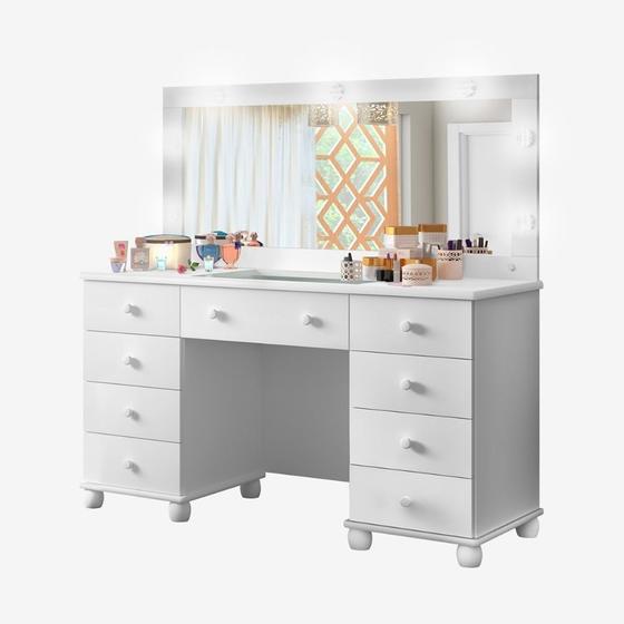 Penteadeira Planet Baby Camarim 9 Gavetas Com LED Branco Menor preço em Penteadeira Planet Baby Camarim 9 Gavetas Com LED Branco