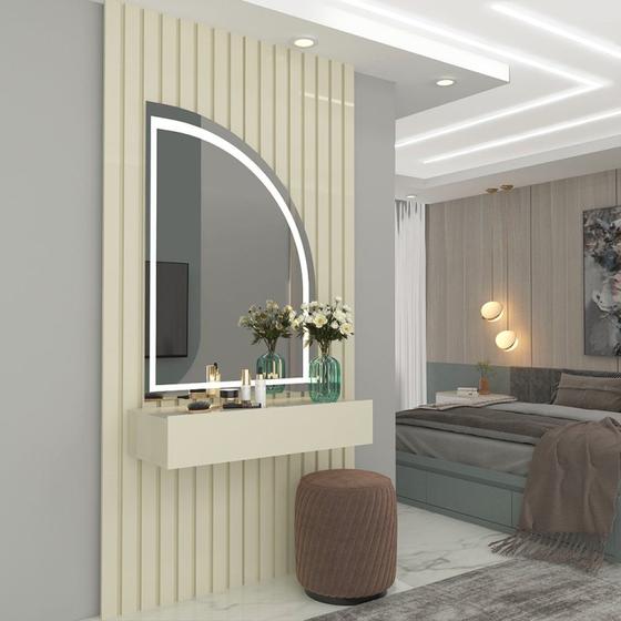 Imagem de Penteadeira Ripado com Espelho com Led 95cm Realeza