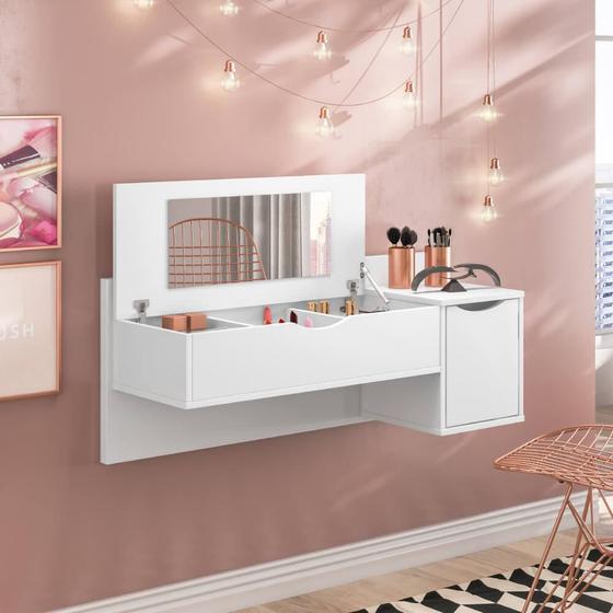 Penteadeira Suspensa Camarim Blush com 2 Portas e Espelho - Branco é boa?