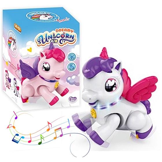 Imagem de Pequeno Pônei Unicórnio Anda com Asas Música e Luzes Branco