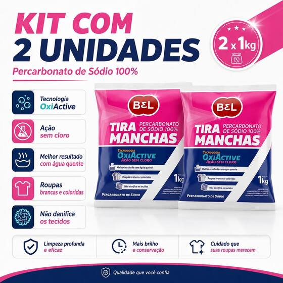 Percarbonato De Sódio 100% Puro Tira Manchas Alvejante - 2kg