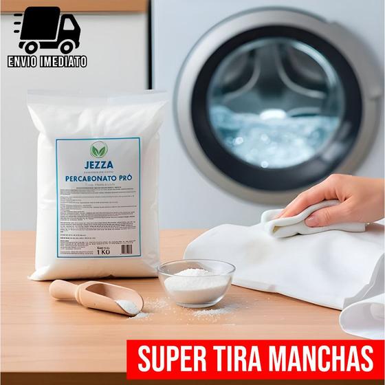 Percarbonato de Sódio 1kg Alvejante Sem Cloro Tira Manchas Roupas Brancas Limpeza Pesada