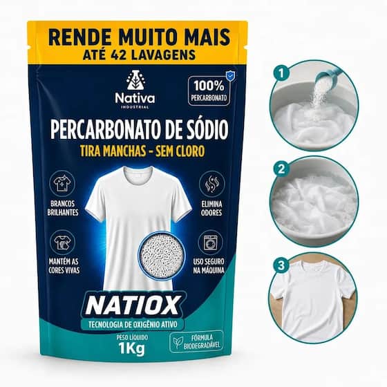 Percarbonato De Sódio Alvejante Tira Manchas Roupas Brancas e Coloridas Clareador Limpeza Profunda