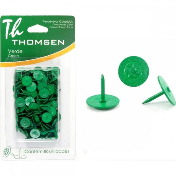 Imagem de Percevejo Thomsen Verde Cartela Com 50 Pecas Pc-023